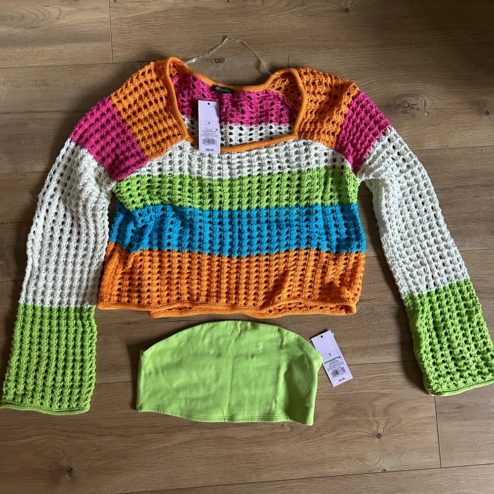 wild fable knitted top and crop top combo